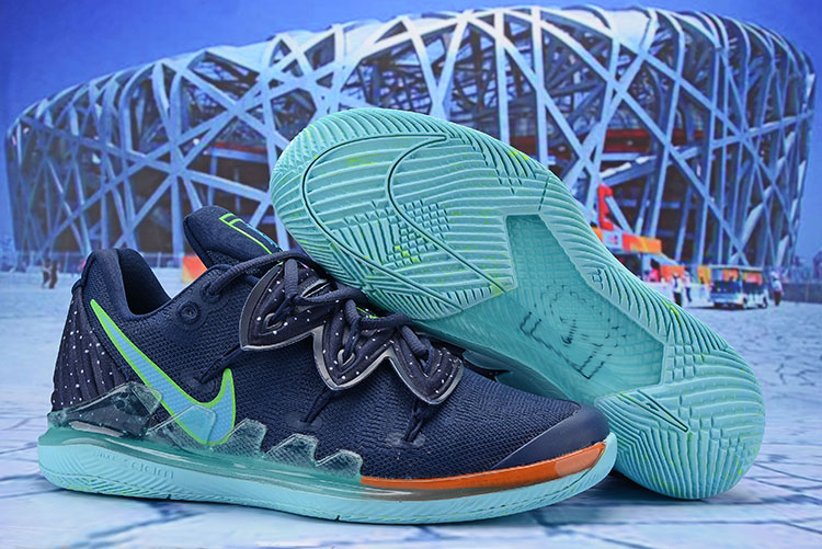 Nike Kyrie 5 Playoffs Blue Jade Orange Shoes